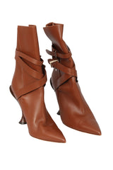 Burberry Brown EU 37.5 Leather Strappy Heel Boots