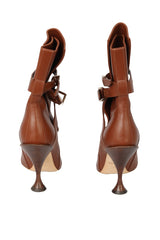 Burberry Brown EU 37.5 Leather Strappy Heel Boots