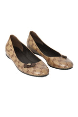 Gucci EU 37 Monogram Bow Ballet Flats