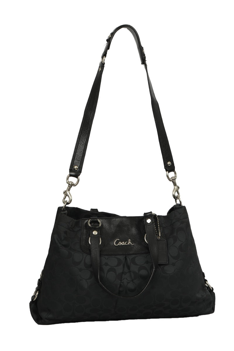 Coach Black Monogram Canvas And Leather Tote Bag