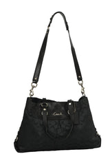 Coach Black Monogram Canvas And Leather Tote Bag