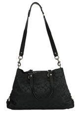 Coach Black Monogram Canvas And Leather Tote Bag