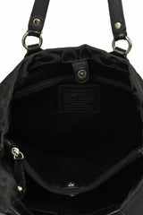 Coach Black Monogram Canvas And Leather Tote Bag