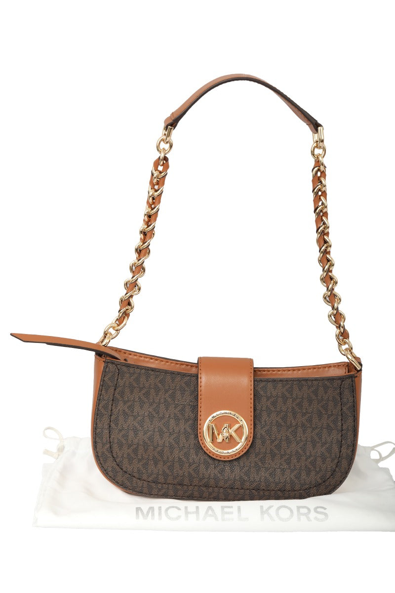 michael-kors-carmen-brown-monogram-pouchette-shoulder-bag