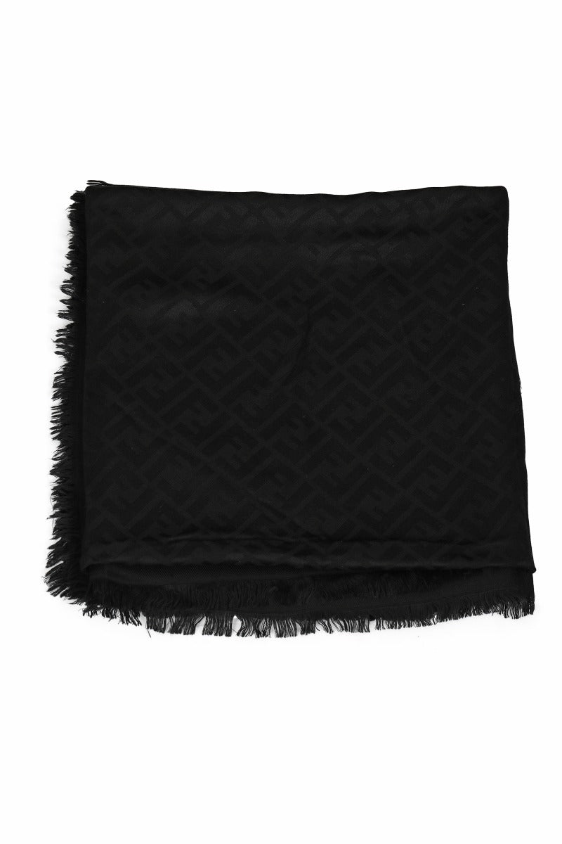 Fendi Black Monogram Square Woolen Shawl