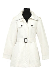 Burberry Size L White Quilted Long Jacket