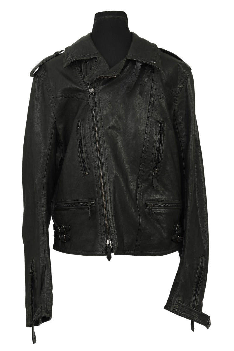 Burberry Size L Black Leather Jacket