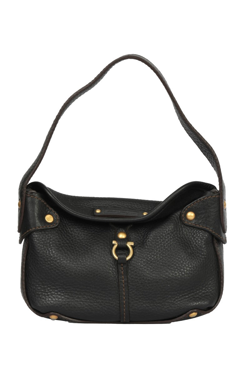 Salvatore Ferragamo Black Gancini Hobo Bag