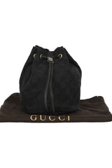 Gucci Guccissima Black Canvas Drawstring Small Handbag