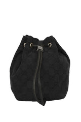 Gucci Guccissima Black Canvas Drawstring Small Handbag
