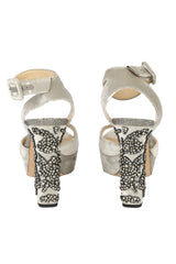 Jimmy Choo Size 38.5 Velvet Crystal Embellishments Sandals