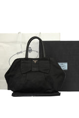 Prada Nylon Black Bow Top Handle Bag