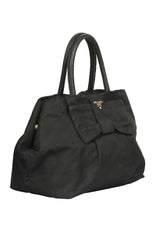 Prada Nylon Black Bow Top Handle Bag