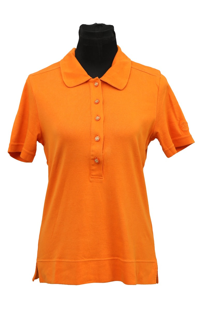 Tory Burch Size L Orange Polo T-Shirt