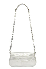 Tory Burch Metallic Silver Leather Reva Sling Bag