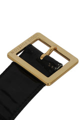 Louis Vuitton 36 Inches /90 Cms Black Leather Golden Buckle Belt
