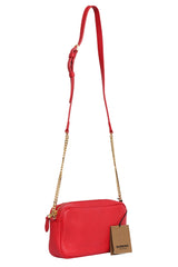 Burberry Small Red Pebbled Leather Camera Crossbody Bag