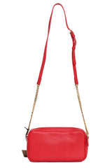 Burberry Small Red Pebbled Leather Camera Crossbody Bag