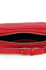 Burberry Small Red Pebbled Leather Camera Crossbody Bag
