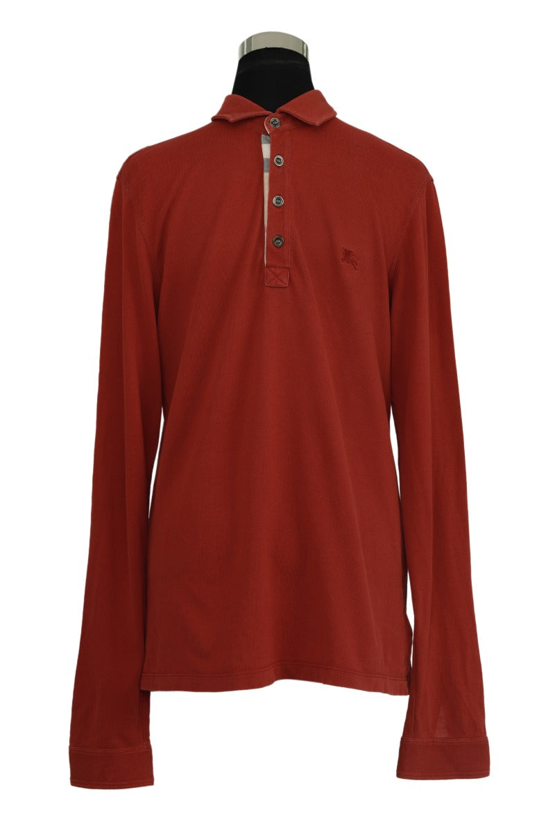 Burberry Size M Red Polo Classic Full Sleeved T Shirt