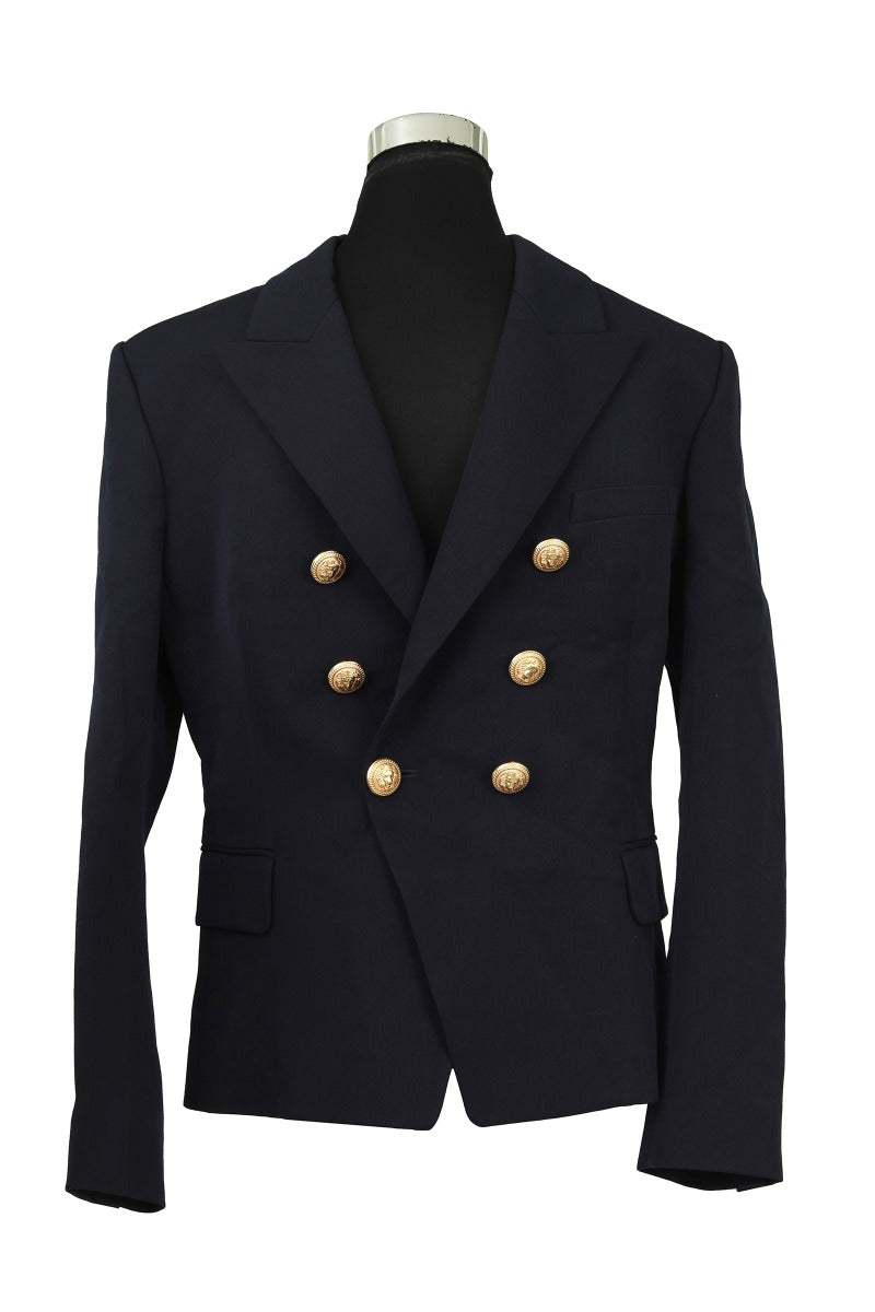 Balmain Size Xl Double Breasted Chiocciole Navy Blazer
