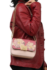 Michael Kors Tina Pink Floral Flap Shoulder Bag