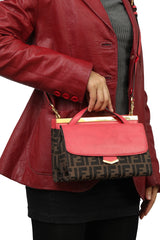 Fendi Brown Zucca Jacquard Top Handle Bag