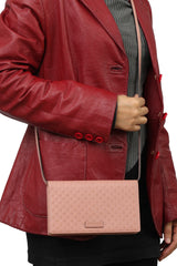 Gucci Guccissima Borsa Pink Leather Wallet On Chain