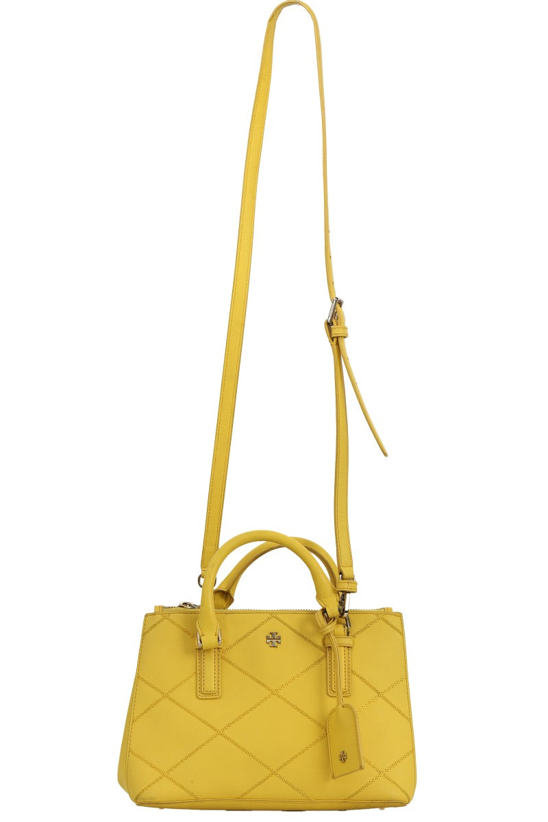 Tory Burch Robinson Double Zip Yellow Sunshine Top Handle Bag