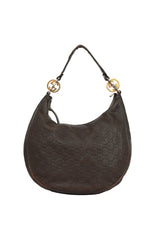 Gucci Monogram Guccissima Black Leather Twin Hobo Bag
