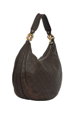 Gucci Monogram Guccissima Black Leather Twin Hobo Bag