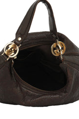 Gucci Monogram Guccissima Black Leather Twin Hobo Bag