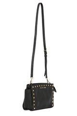 Michael Kors Black Leather Selma Studded Sling Bag