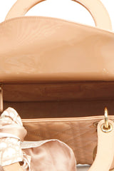 Christian Dior Patent Leather Peach Lady Dior Medium Hand Bag