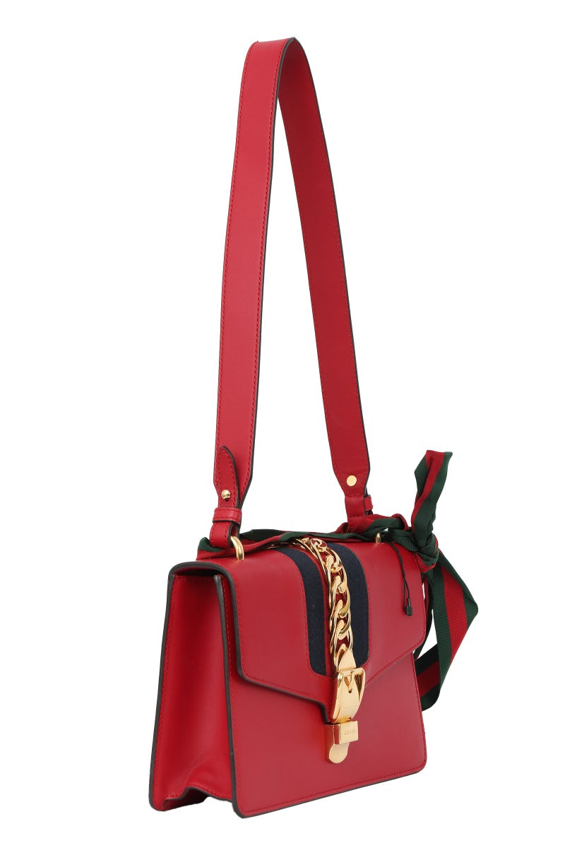 gucci-red-leather-sylvie-top-handle-bag