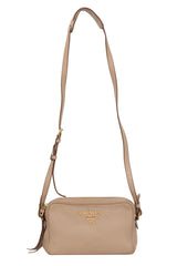 Prada Beige Leather Double Zip Camera Bag