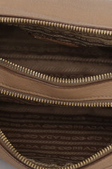 Prada Beige Leather Double Zip Camera Bag