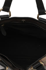 Burberry Canvas/Leather Haymark Check Beige Classic Long Tote Bag