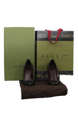 Gucci 36 Snake Embossed Wine Classic Pumps