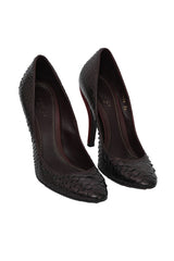 Gucci 36 Snake Embossed Wine Classic Pumps