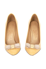 Salvatore Ferragamo Size 7C Patent Yellow Vara Bow Pump Heels