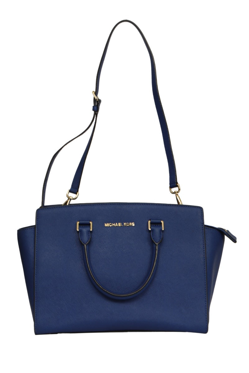 Michael Kors Selma Blue Leather Tote Bag