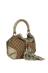 Gucci Beige Gg Canvas Crest Patchwork Indy Top Handle Bag