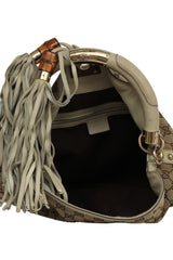 Gucci Beige Gg Canvas Crest Patchwork Indy Top Handle Bag