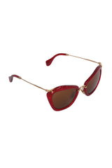 Miu Miu Red Glittered Smu 10N Cat Eye Sunglasses