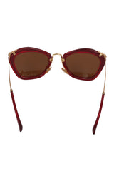 Miu Miu Red Glittered Smu 10N Cat Eye Sunglasses