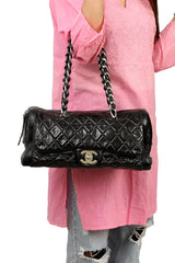 Chanel Matrasse Black Quilted Patent Leather Bag