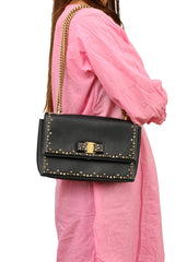 Salvatore Ferragamo Vara Ribbon Studded Chain Shoulder Bag
