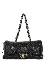 Chanel Matrasse Black Quilted Patent Leather Bag