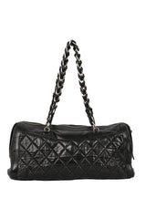 Chanel Matrasse Black Quilted Patent Leather Bag